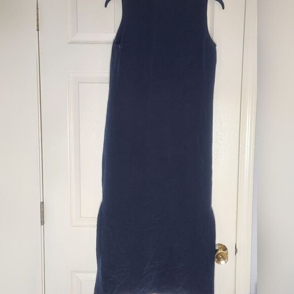 Charter Club 6P Navy Blue 100% SILK Slvless Maxi Women’s Shirt Dress - Picture 8 of 10